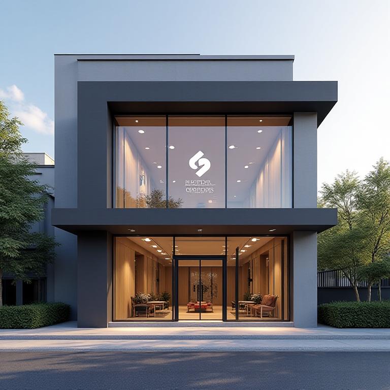 Izanagi Customs の店舗外観。モダンで洗練されたデザイン。